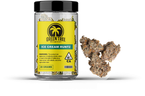 Ice cream runtz strain in a cannabis jar