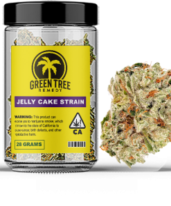 premium Jelly cake strain cannabis flower in a jar