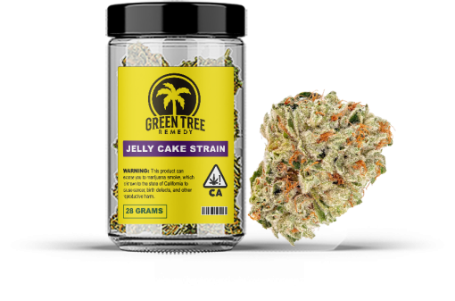 premium Jelly cake strain cannabis flower in a jar